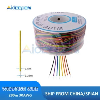 

8 Colors 280m 30AWG Wrapping Wire Tinned Copper PCB Cable Breadboard Jumper Insulation Electronic Conductor Wire Connector