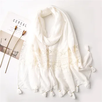 

silk scarf women 2020 Luxury Brand Spring Summer Cotton Linen White Scarf Female Fashion Sunscreen Shawl scarves chiffon hijab
