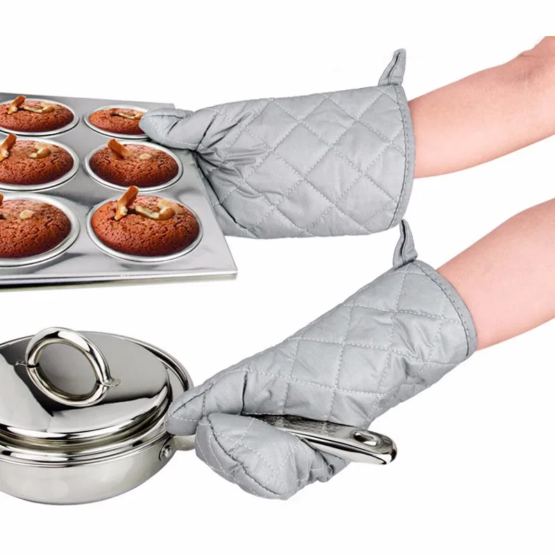 Details about   1 Pair Gloves Polyester Heat Resistant Kitchen Oven Cooking Flame Glove Washable 