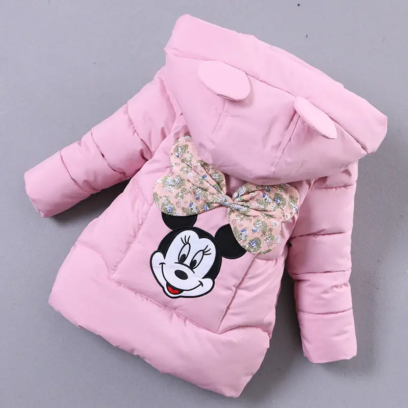 Детская пуховая одежда с героями мультфильмов г. Новая одежда с хлопковой подкладкой для девочек хлопковая утепленная куртка с хлопковой подкладкой в западном стиле - Цвет: Pink