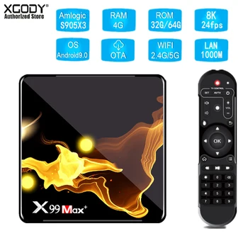 

XGODY X99MAX 4GB 32GB S905X3 TV Box 8k HD Quad Core HDMI 2.1 Media Player Android 9.0 Wifi 4.1 Bluetooth Set Top Box
