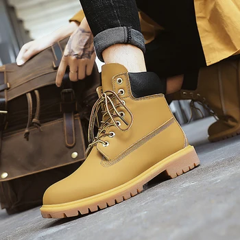 

Men's Snow Boots Worker Boots Hiking Shoes Winter Mid-calf Brown Rubber Sole Lace-up Casual Shoes Out Door Men's Boots