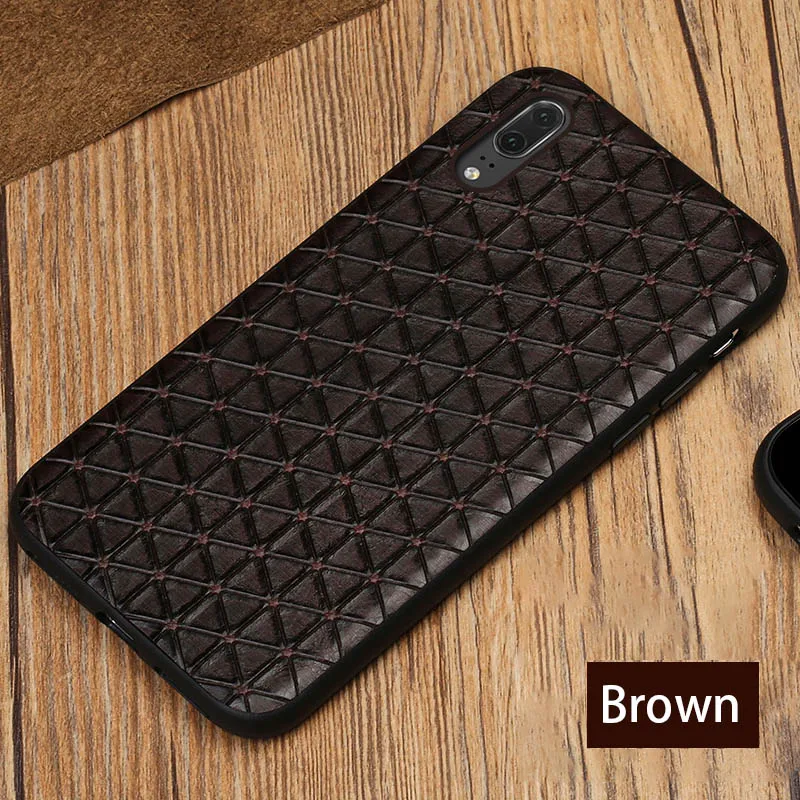 Brown Воловья кожа чехол для телефона huawei mate 9 10 20 Pro P10 P20 P30 Lite треугольная текстура задняя крышка для Honor 8X9 10 чехол - Цвет: Brown