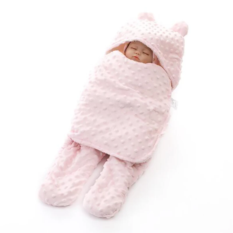 Newborn Baby Blanket  Infant soft winter sleeping bag Wrap Velvet Cover Towel Baby Swaddle WrapThicken Split leg  YZC006