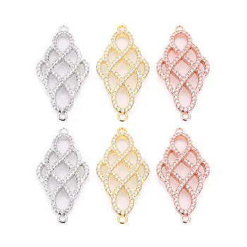 

1pc Rose Gold Silver Hollow Out Mesh Shape Connector 16.4x33.4mm CZ Micro Pave Charm Connector for DIY Jewelry Making