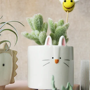 

Small Ceramics Pots Colorful Simulation Animal Mini Succulent Pots Flower Pots Garden Decorations Outdoor Decor with Bottom Drai