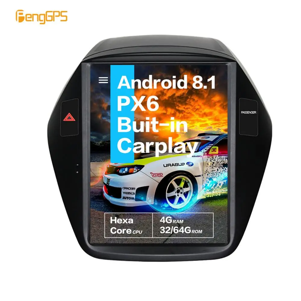 10," Тесла Android 8,1 PX6 4+ 32 ГБ Голосовое управление встроенный CARPLAY автомобильный радиоприемник для hyundai IX35 2009- gps навигация