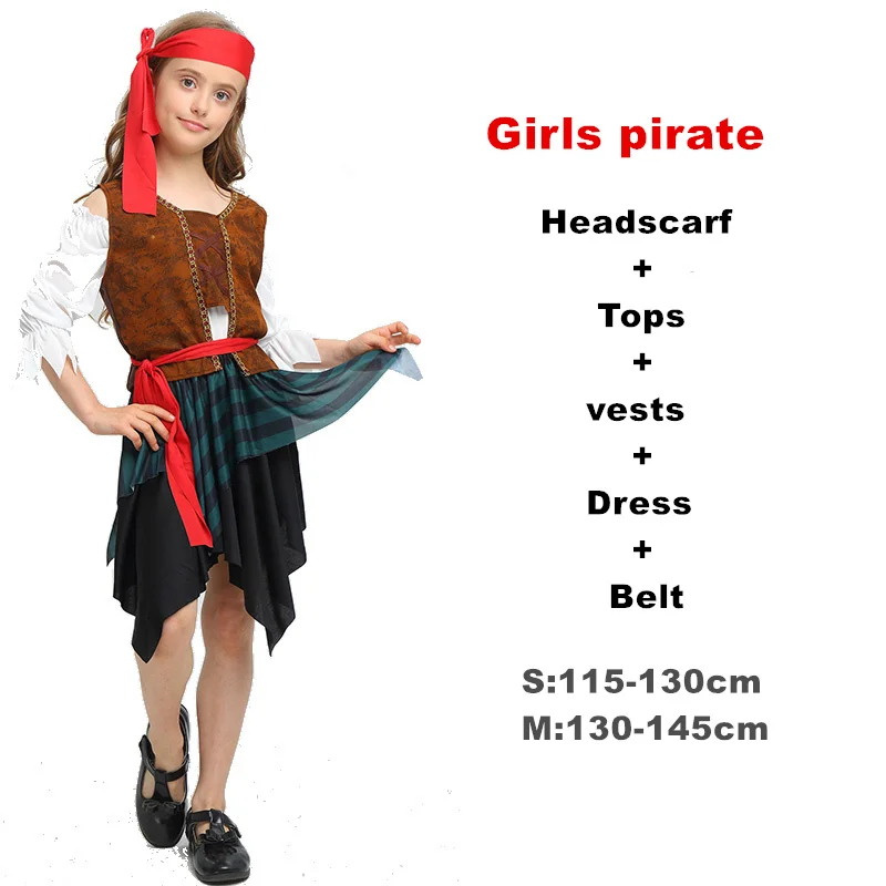 Girls pirate Рождественские костюмы на день рождения, пиратский костюм для костюмированных игр для мальчиков, комплект для детей на Хэллоуин, Рождество для детей - Цвет: Girls pirate