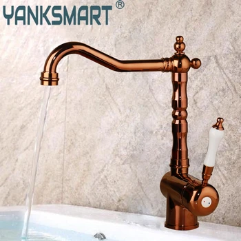 

bathroom basin faucet brass rotate faucets kitchen rose gold sink faucet Single Hole Deck Mounted tap hot & cold mixer taps
