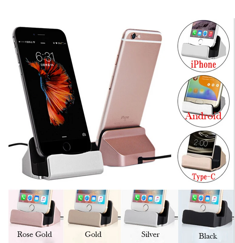 

For iPhone X 8 7 6 USB Cable Sync Cradle Charger Base For Xiaomi Android Samsung Type C Stand Holder Charging Base Dock Station