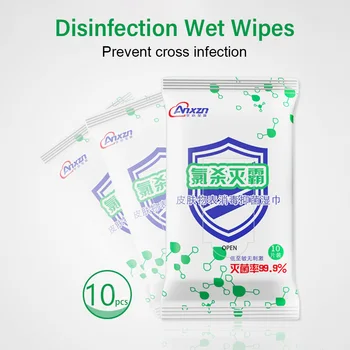 

10Pcs/Bag Disposable Disinfection Swap Cotton Pads Chlorine Wet Wipe Portable Skin Cleaning Extraction Wipes Skin Sterilization
