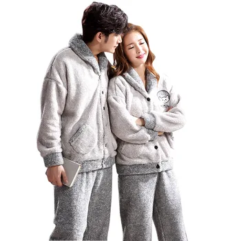 

Autumn/winter couples pajamas ladies flannel men winter/fleece/thick pajama suit