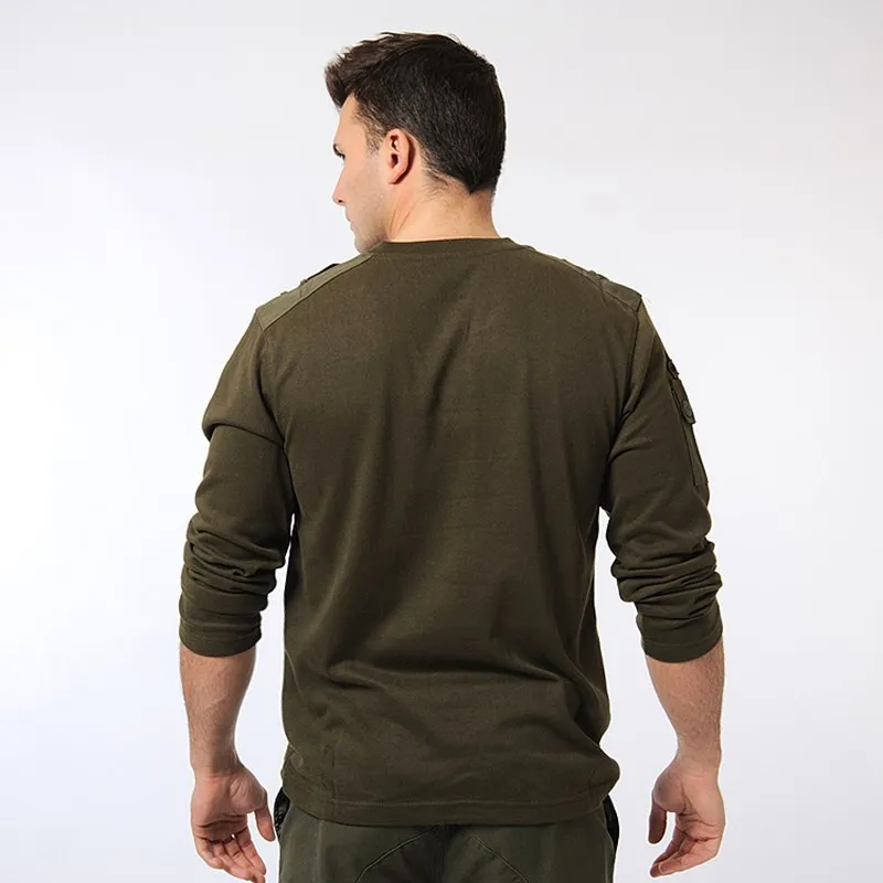 Mens Long Sleeve T-Shirt Spring Autumn Outdoor Sports Hiking Cotton Breathable T Shirt Training Tops
