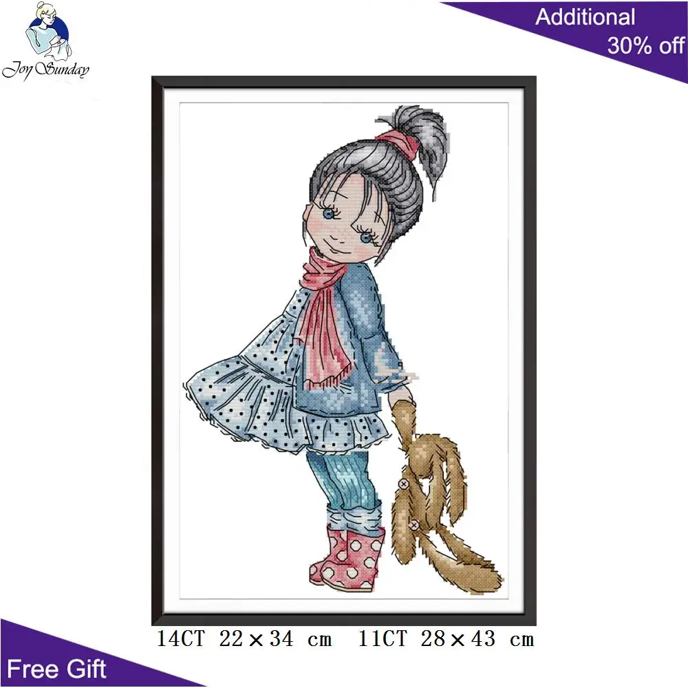 Joy Sunday Girl Cross Stitch for Home Decor, Little Girl, KB025, KB038, KB042, KB080, KB083, RA352, RA353, RA354, RA366, RA369