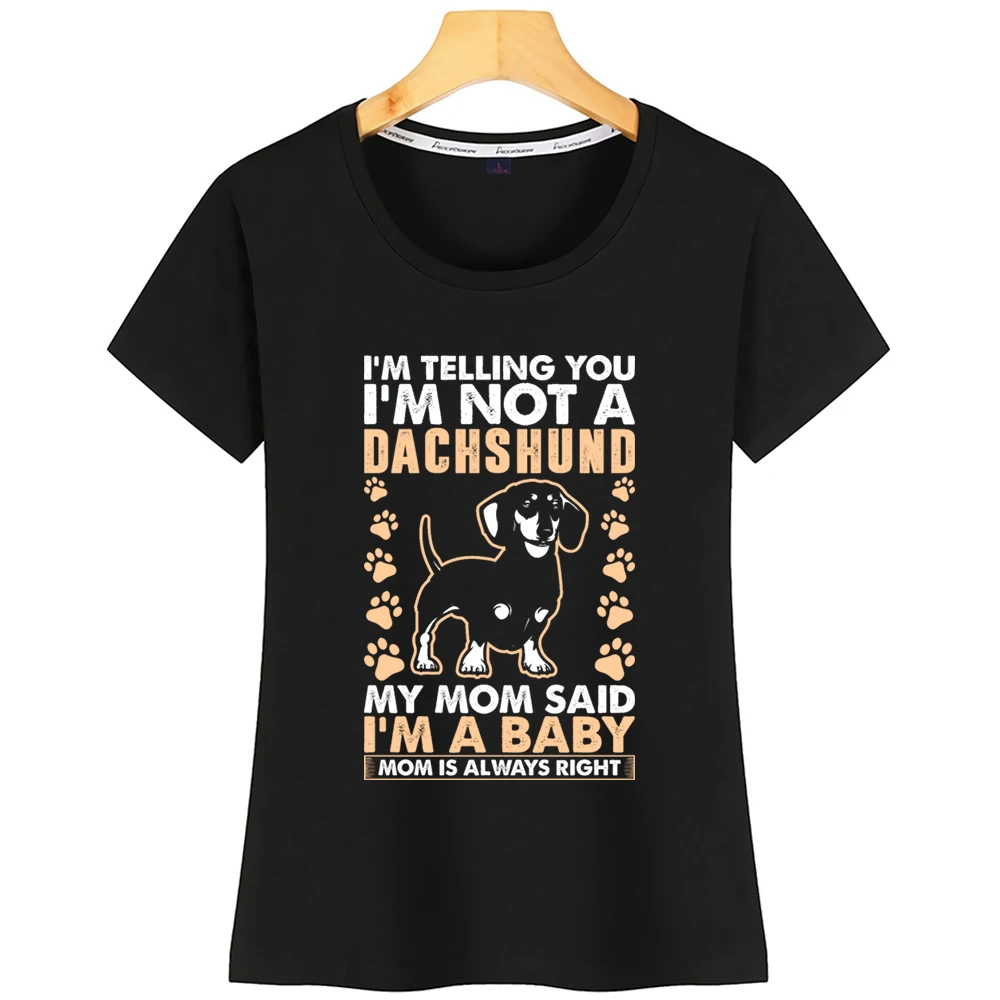 Женские топы футболка Im Not A Dachshund Dog Mom Kawaii черная короткая | Женская одежда