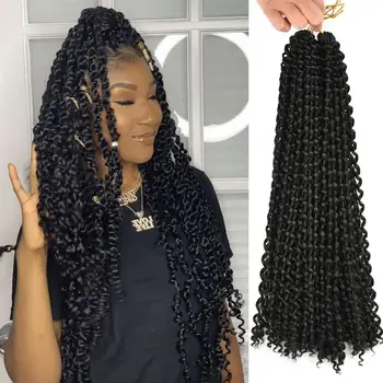 

Passion Twist Crochet Braiding Hair For Women Low Temperature Flame Retardant Synthetic Fiber Crochet Hair 18 inch 100g 24 Roots