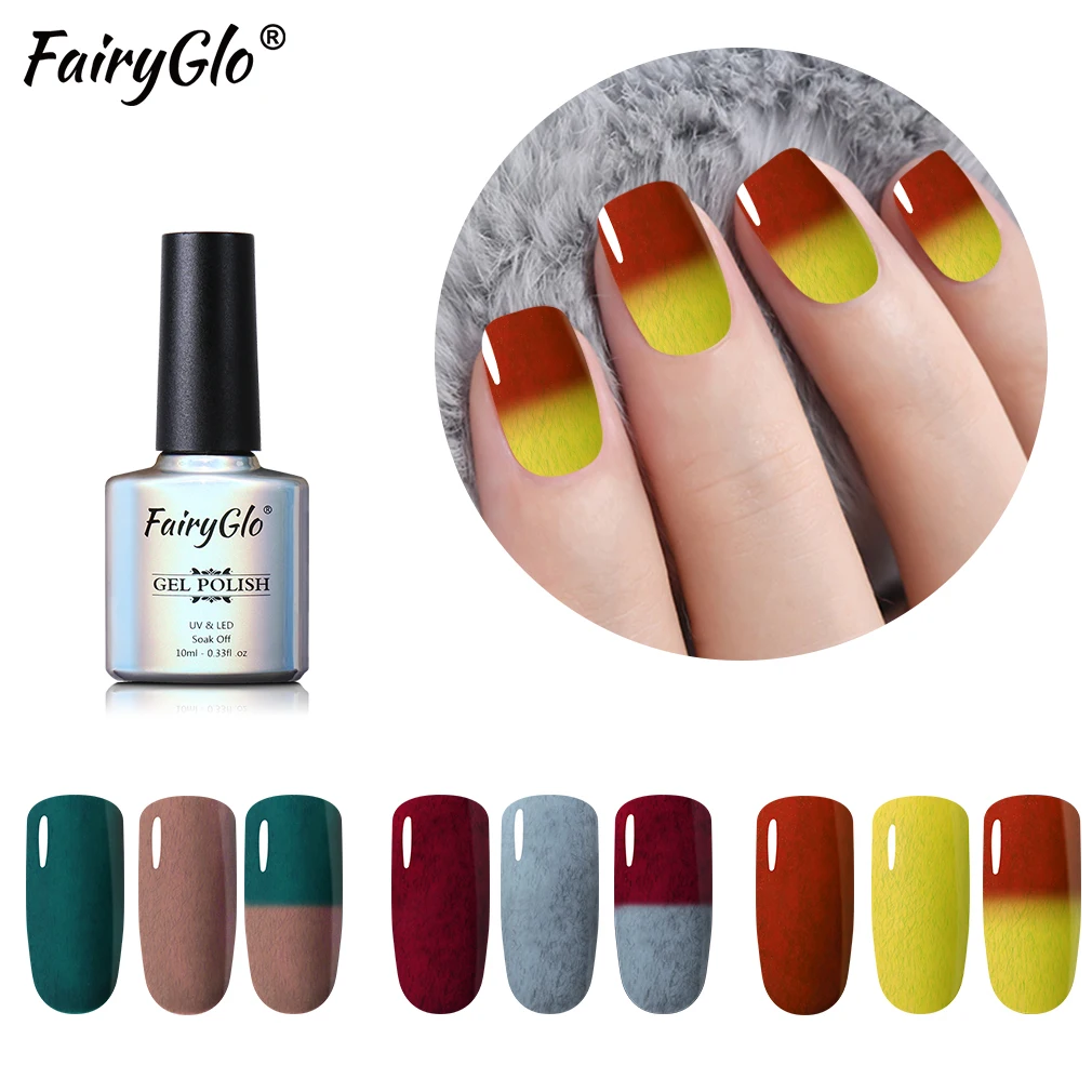 

FairyGlo10ml Temperature Color Changing Furcoat Gel Polish UV LED Gel Varnish Vernis Semi Permanent Gel Nail Polish Lacquer