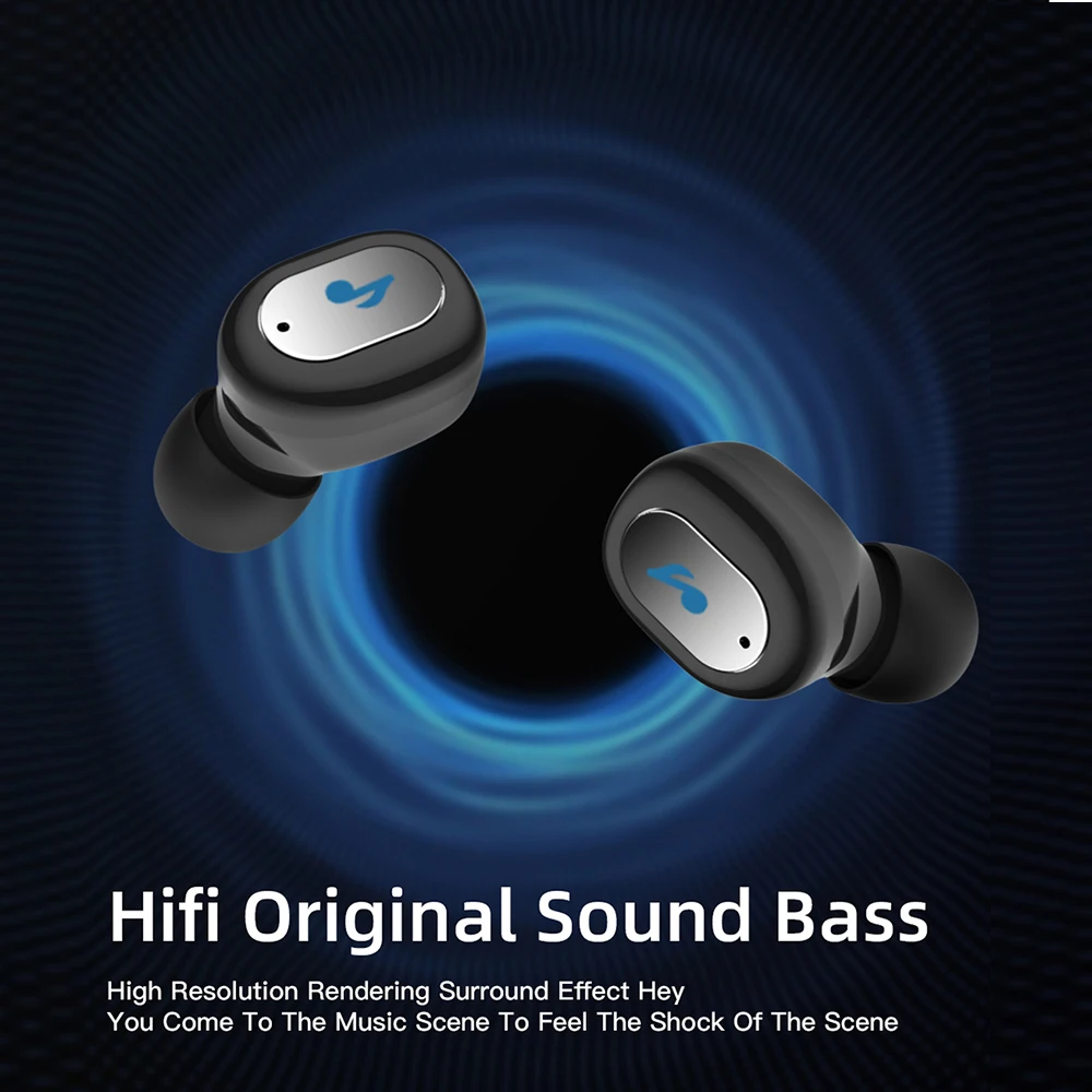 Hifi Бас-гарнитура водонепроницаемые бинауральные Bluetooth 5,0 наушники с шумоподавлением Беспроводные наушники с брелком 5-7h время музыки