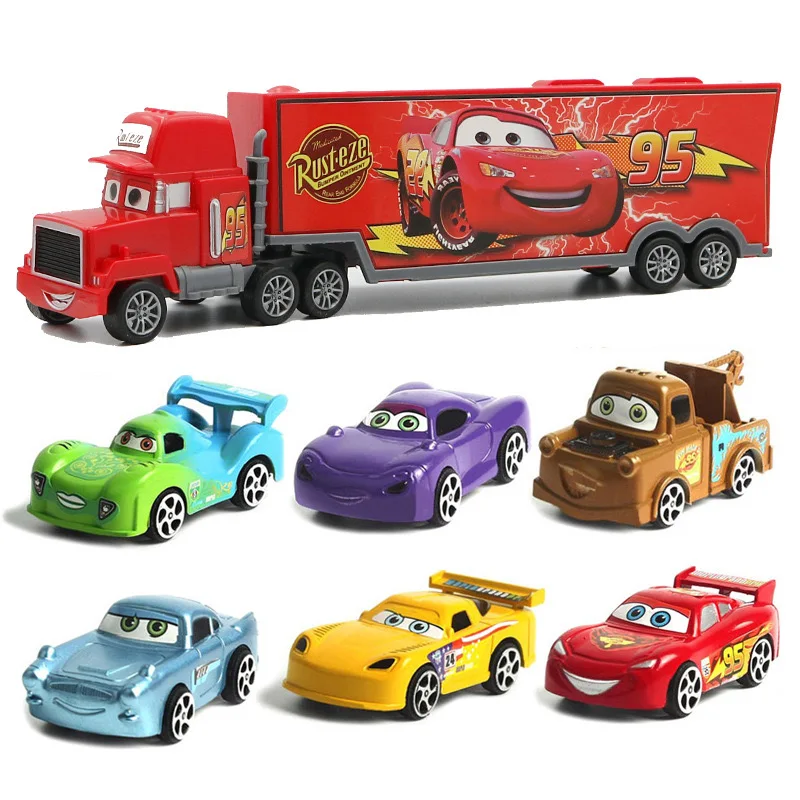 7 шт./компл. автомобилей disney "тачки 3 Lightning McQueen Mater Somkey Мак дядя грузовик 1:55 литья под давлением модель автомобиля для детей Рождественский подарок - Цвет: without box