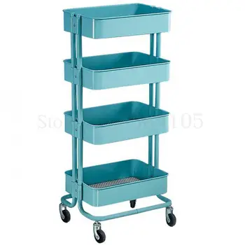 

Household Multi-purpose Shelf Movable Pulley Kitchen Storage Shelf Small Cart Living Room Shelf Bathroom Trolley