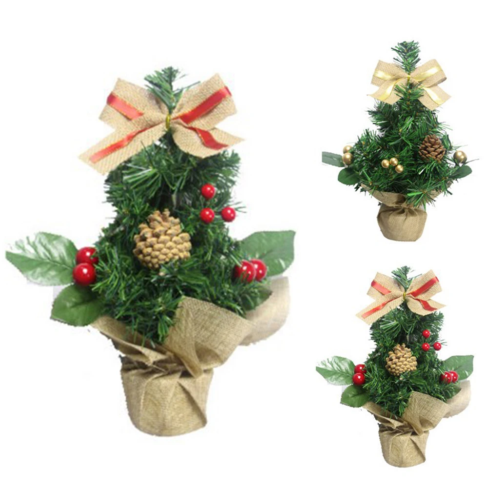 Red/Gold PVC 30cm Miniature Artificial Christmas Tree Home Window Display Desktop Party Decor Mini Xmas Tree