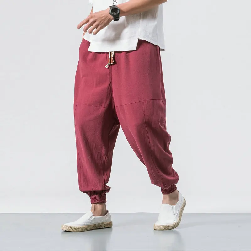 New Men‘s Jogging Pants Streetwear Loose Casual Cotton Linen Trouser Man Harem Pants Harajuku Oversized Men Sweatpants 5XL 2