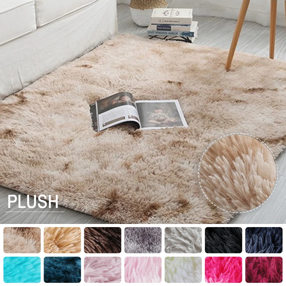 

Plush Rug Children Bed Room Fluffy Floor Carpets Window Bedside Home Decor Rugs Soft Velvet Mat Gradient Solid Carpet