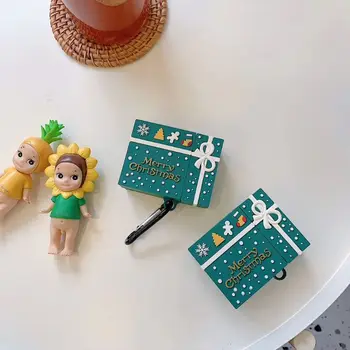 

Blue Christmas Gift Box Headphone Case Silicone Protective Cover for Airpods 1/2