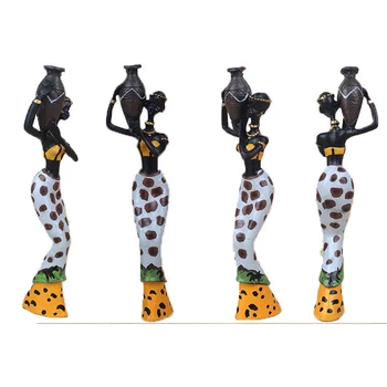 

3 Pcs Display Handmade Figurine Exotic Exquisite Home Sculptures Craft Table Statue African Lady Decor Resin Gift
