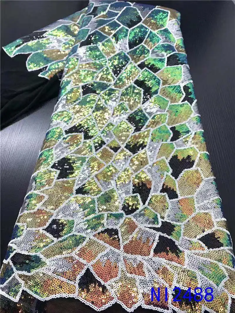 1 Горячая Распродажа VIP 2 шт Мода Африка sequines кружевная ткань Лидер продаж нигерийская французская кружевная ткань для вечернего платья - Цвет: 1