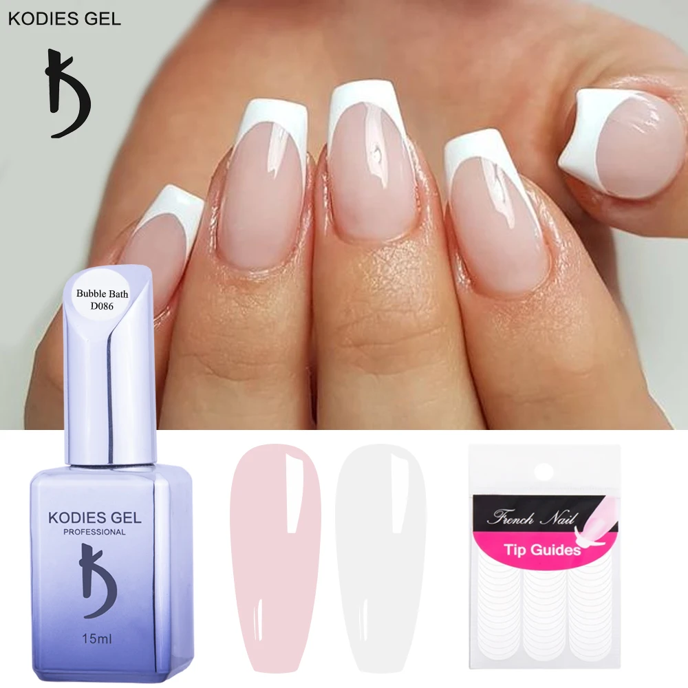 KODIES GEL French Manicure UV Gel Nail Polish 3 PCS/Set White Tip Guides Stickers Nude Pink Gellak Varnish for Art Designs | Красота и