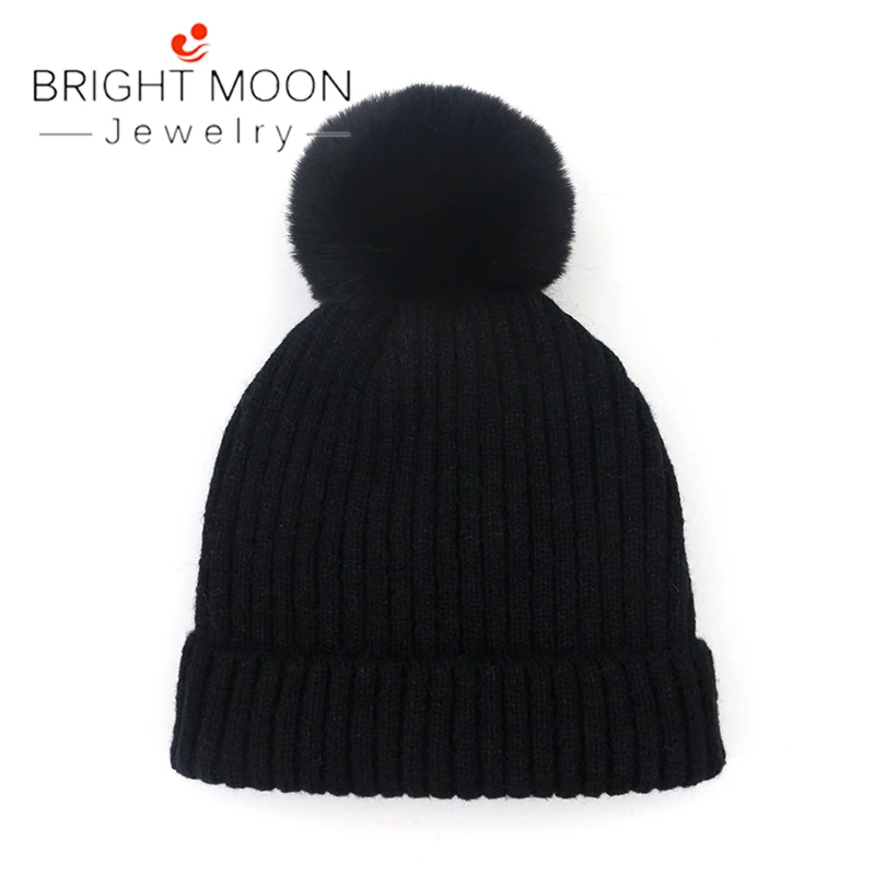 Яркая луна, Европа и США, осенняя и зимняя шерстяная вязаная шапка из искусственного кроличьего меха, теплая шапка