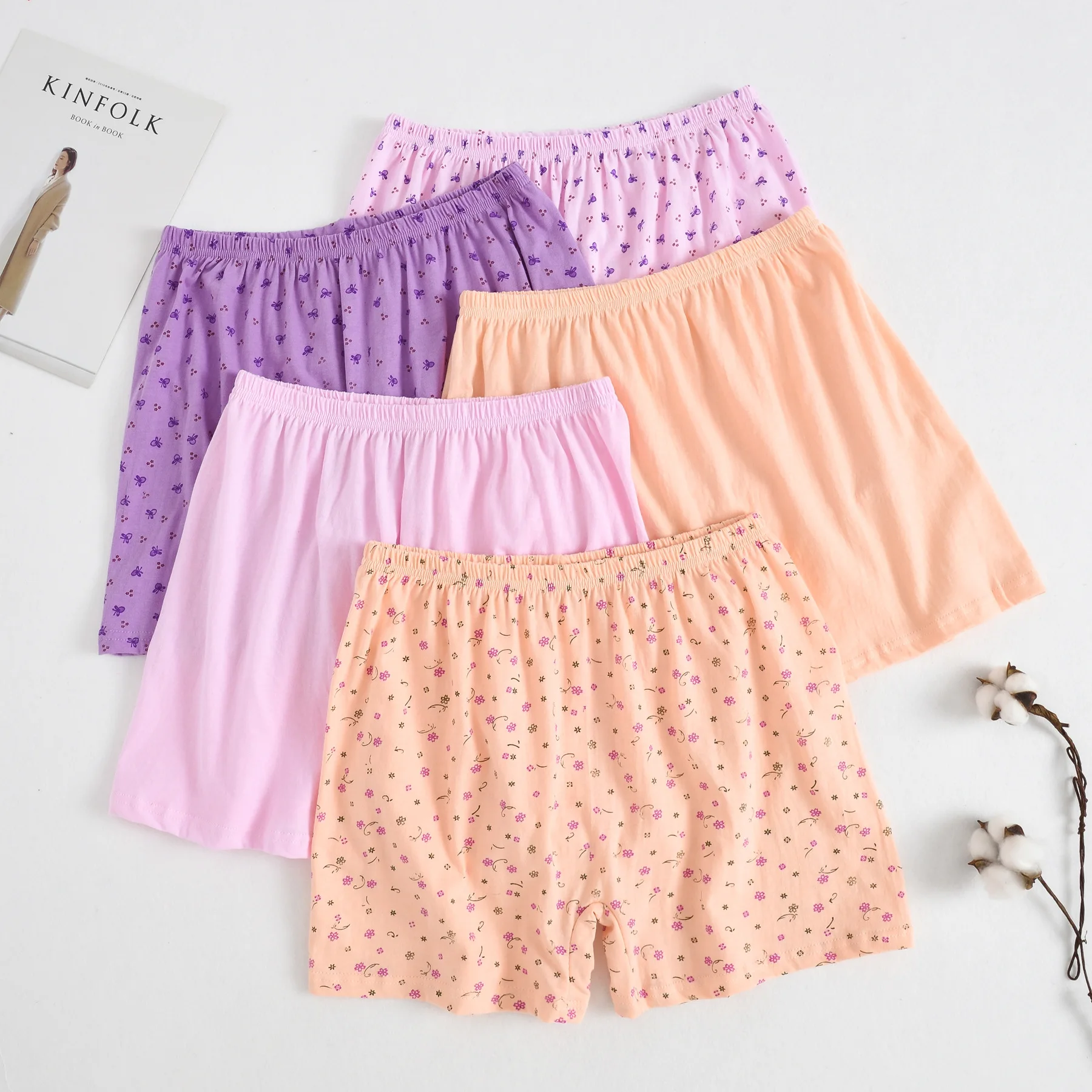 

Cotton Middle-aged Plus Size Casual Comfort Underwear Women Panties Underpants Ladies High Waist Boxer Loose Female Boyshorts
