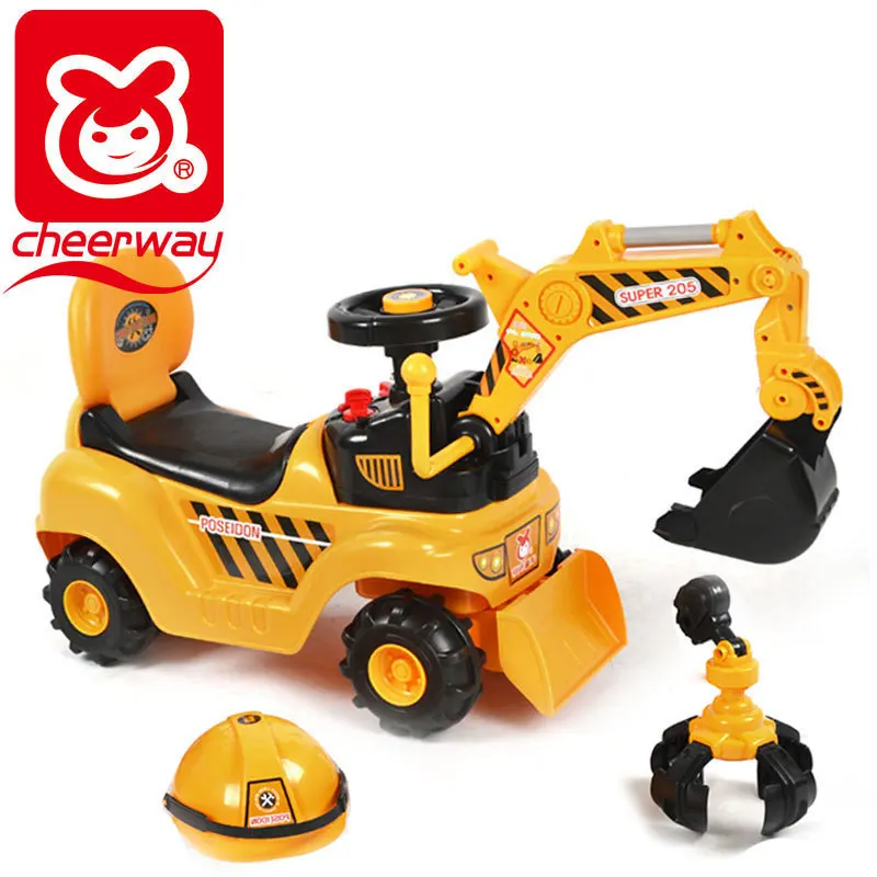 

Cheerway Large Size Children Excavator Ride Box Excavator Engineering Vehicle Hook Machine with Music