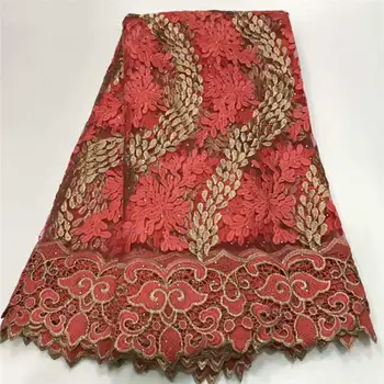 

African Wedding Peach Lace Fabric Latest Embroidered Nigerian Mesh Tulle High Quality Purple 2019 French Lace Fabric