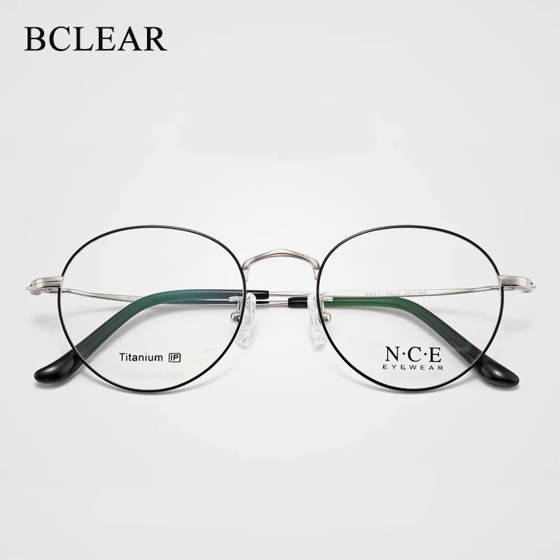 BCLEAR Retro Runde Rahmen Reinem Titan Myopie Brillen Männlichen Mode Desgin Ultra-licht Mann Frauen Vollrand Brillen Neue ankunft
