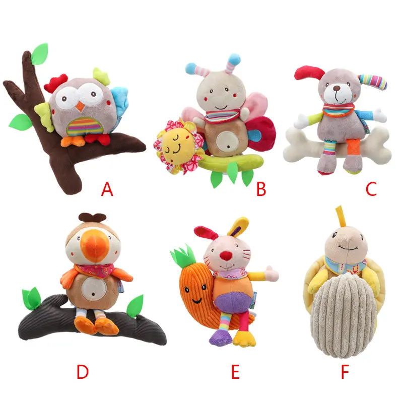 Baby Toy Plush Animal Toy Comfort Stroller Rattle Mobile Infant Stroller Toys Baby Hanging Bed Bell Crib Rattles Toys Gifts