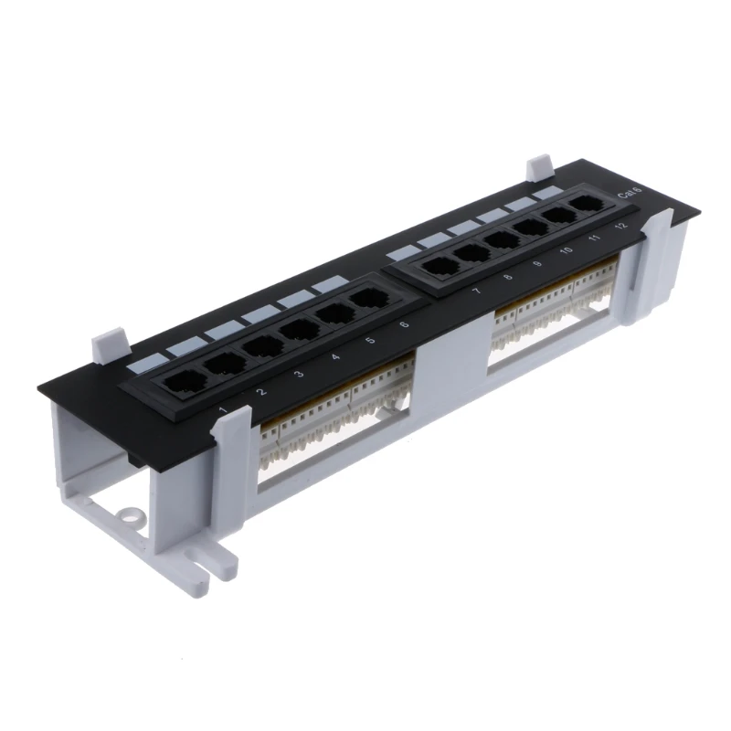 Network Tool Kit 12 Port CAT6 Patch Panel RJ45 Networking Wall Mount Rack Mount Bracket O28 19 Dropship