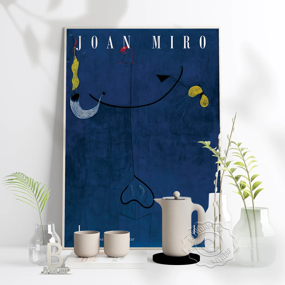 Joan Miro Exhibition Abstract Art Poster, High Quality Print Wall Picture  Wall Stickers, Deep Blue Background Wall Home Decor|Painting & Calligraphy|  - AliExpress