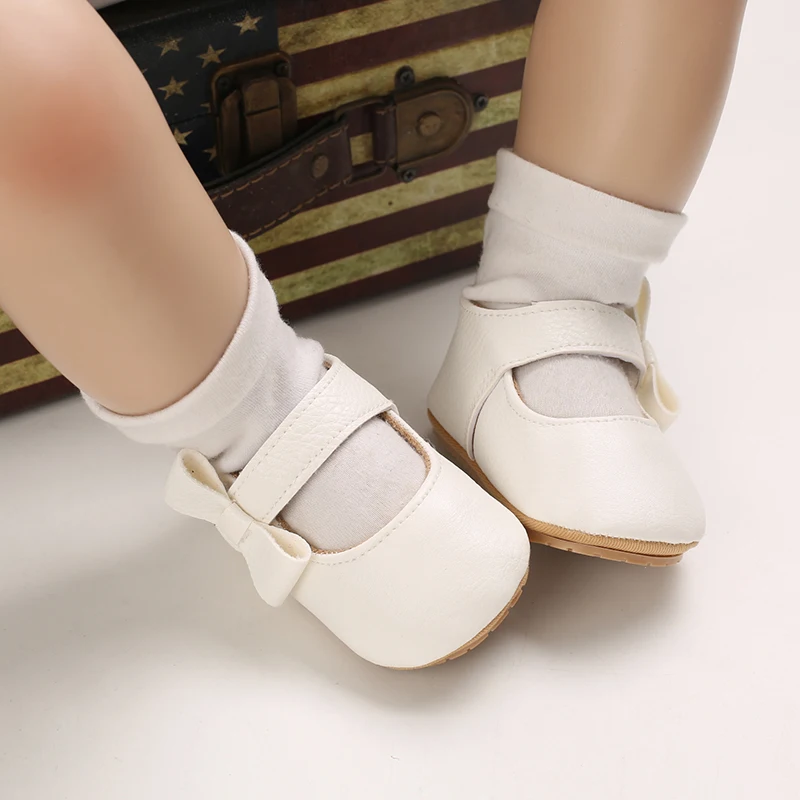 Infant Newborn Baby Girls Princess Non-Slip Floral Border Shoes Toddler Baby Soft PU Leather Prewalker Shoes Solid First Walkers