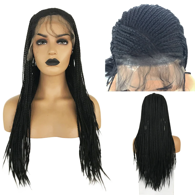 

Rongduoyi Braided Heat Resistant Hair Synthetic Lace Front Wigs for Women Long Black Hair Braids 13x6 Lace Wig with Baby Hair
