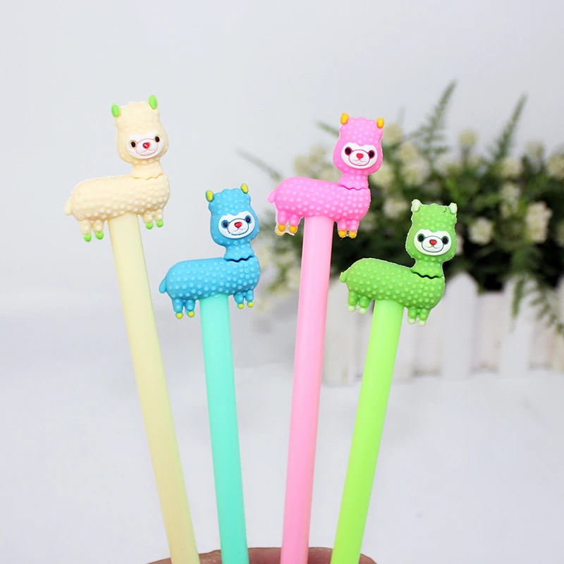 

Ellen Brook 1 Pcs Korean Candy Color Cartoon Creative Alpaca Neutral Student Writing Office Stationery Black Signature Gel Pen