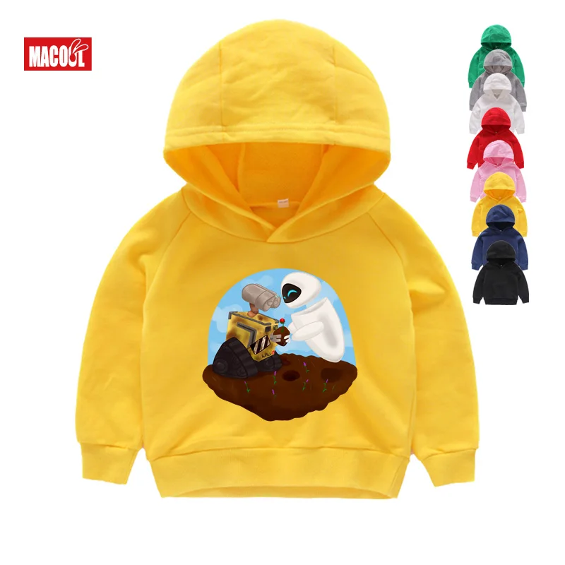 Wall-E Eve/забавные мужские толстовки с капюшоном с роботом из мультфильма мужские новые дышащие толстовки с капюшоном зимние толстовки с длинными рукавами, размеры От 2 до 8 лет, Детская футболка