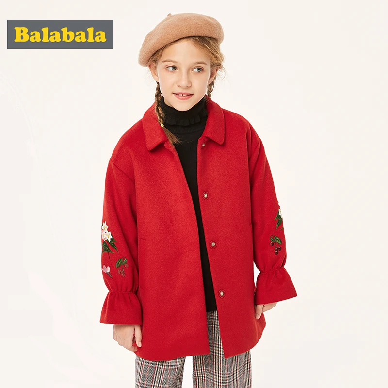 Balabala/детская одежда; шерстяное пальто для девочек; Детское пальто; Новинка года; сезон осень-зима; кашемировое пальто; шерстяная куртка для девочек