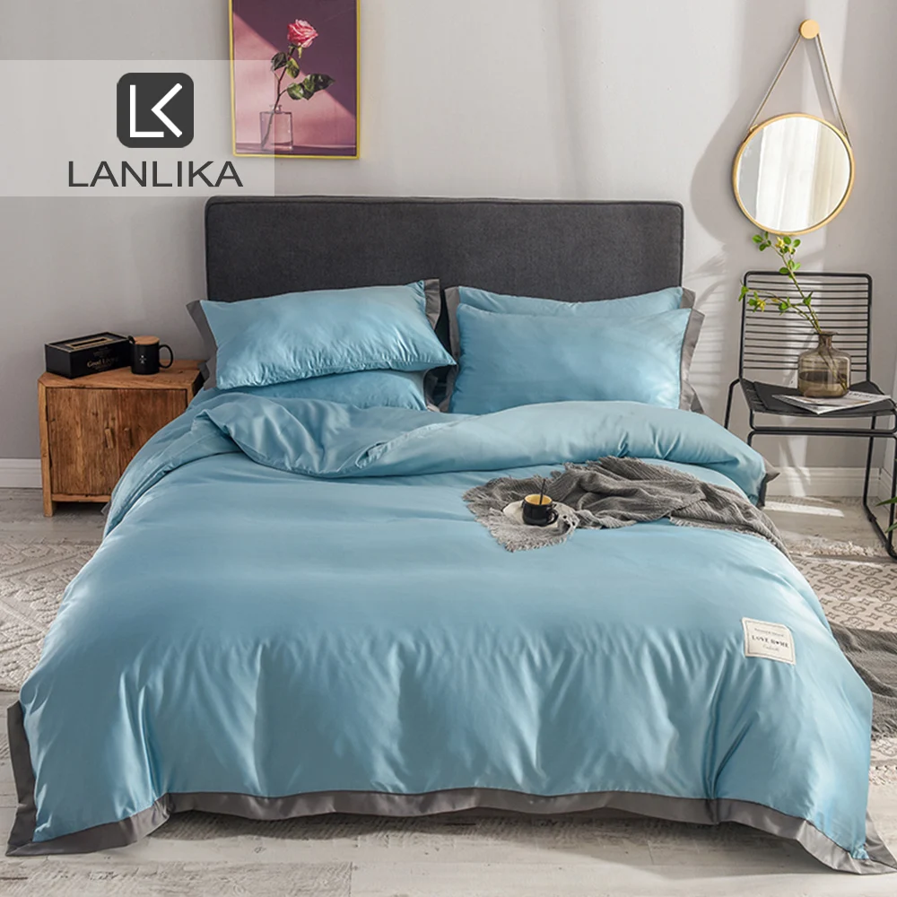 Lanlika Pure Silk Luxury Bedding Set Duvet Cover Bed Flat Sheet Double Adult Linen Euro 4pcs Home Textiles Bedclothes | Дом и сад