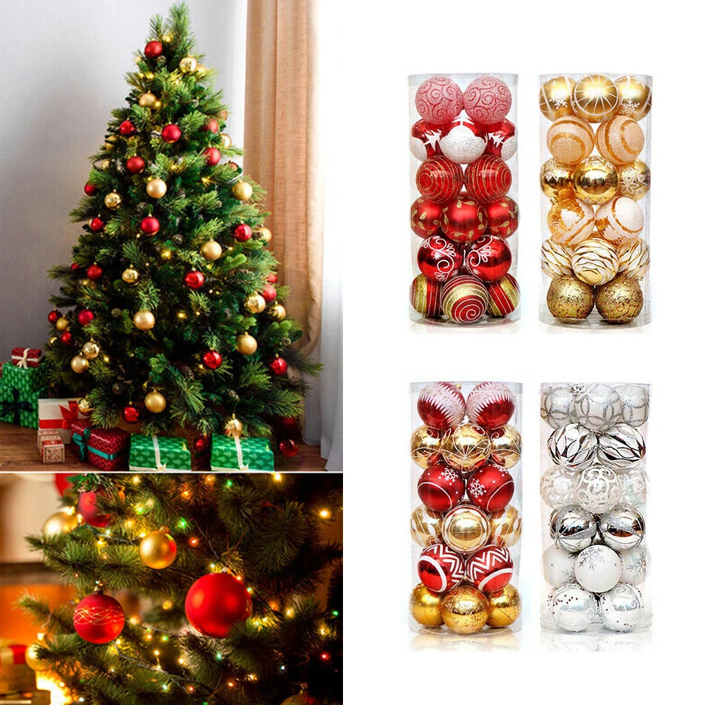 

24Pcs New Hot Sale Fancy Christmas Tree Xmas Ball Baubles Hanging Party Ornament Wedding Decor Christmas Tree Hanging Decor