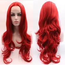BM красный натуральный волнистый синтетический 13*4 парик фронта шнурка термостойкие волокна Hiar естественные волосы Расставание для белых женщин парики