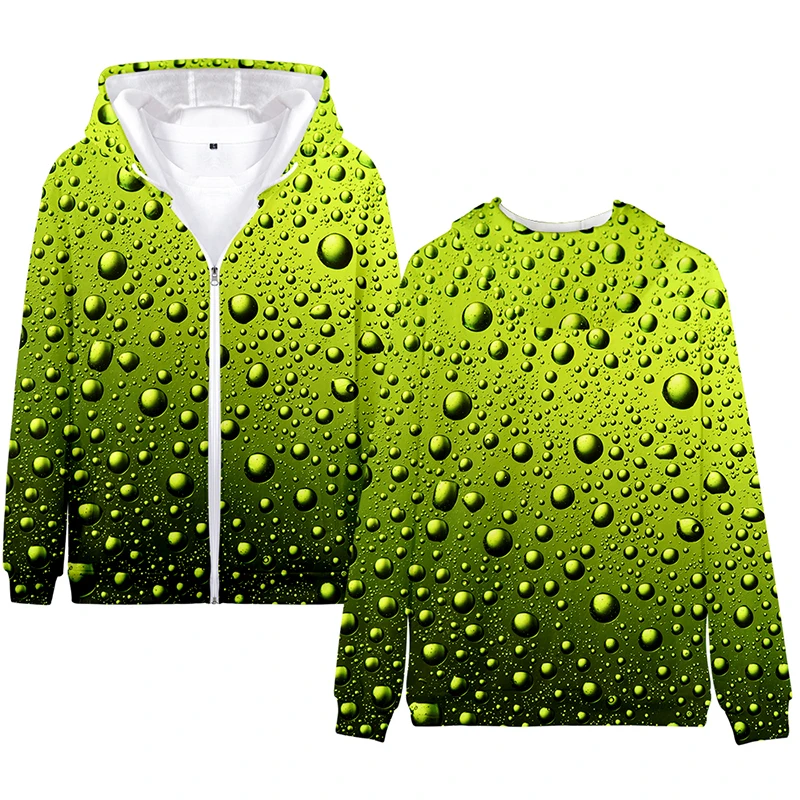 

3d Hoody Green Water Drops Costume Fashion Hip Hop Men Women Zipper Hoodies Jackets Tops Long Sleeve Homme 3D Hooded Sweatshirts