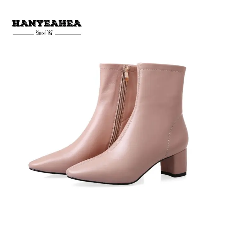 

Kid Suede Women's Boots Leisure Concise Female Boot Retro Fashionl Soft 34-43 Black Pink Hot Sales Zipper Ladies Boots
