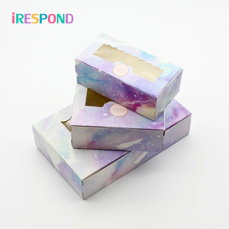 

10PCS Gift Box Wedding Favors Galaxy Paper Gift Box Packaging Window Star Party Wedding Gift Candy Box Food Cupcake Cardboard